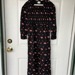•Crewcuts• Girls Black Floral 100% Cotton Jumpsuit - Size 8